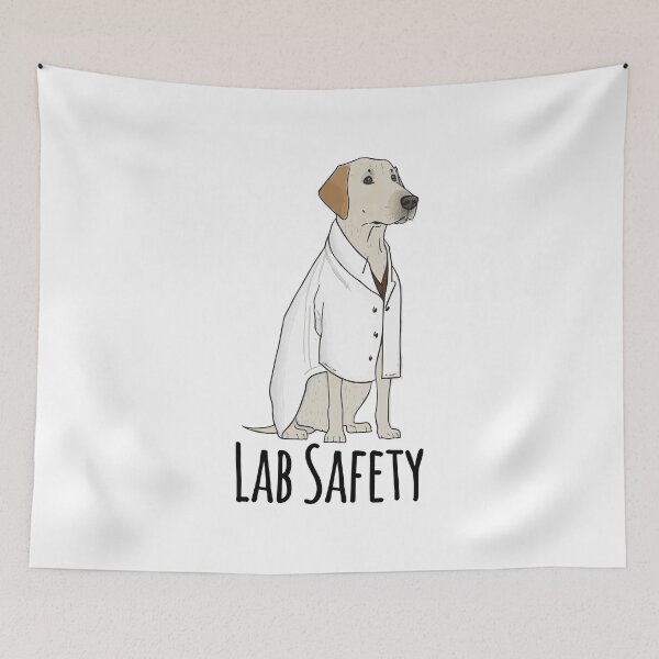 Item preview, Lab Safety! Labrador Retriever in a lab coat designed and sold by saskdigitalart.