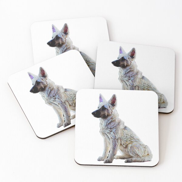 Item preview, White German Shepard puppy puppy dog in stained glass 008 designed and sold by Viinde.