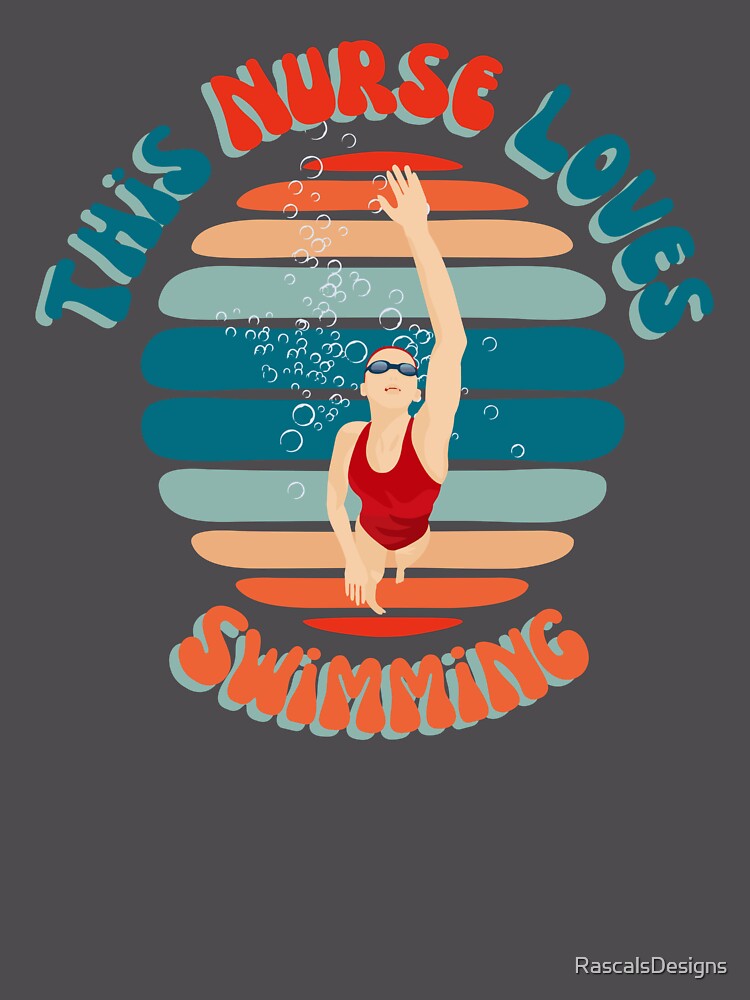 Aperçu 6 sur 6. Sweat à capuche oversize premium avec l'œuvre This Nurse Loves Swimming créée et vendue par RascalsDesigns.