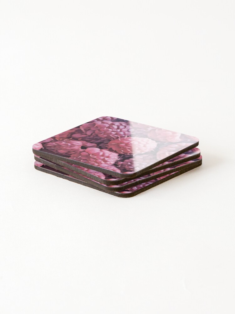 Thumbnail 4 of 5, Coasters (Set of 4), Love Red Raspberry designed and sold by StudioViArt.