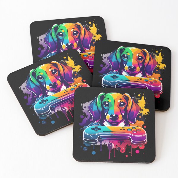 Item preview, Colorful Kawaii Dog Dachshund Gamer designed and sold by Leonardo Palumbo.