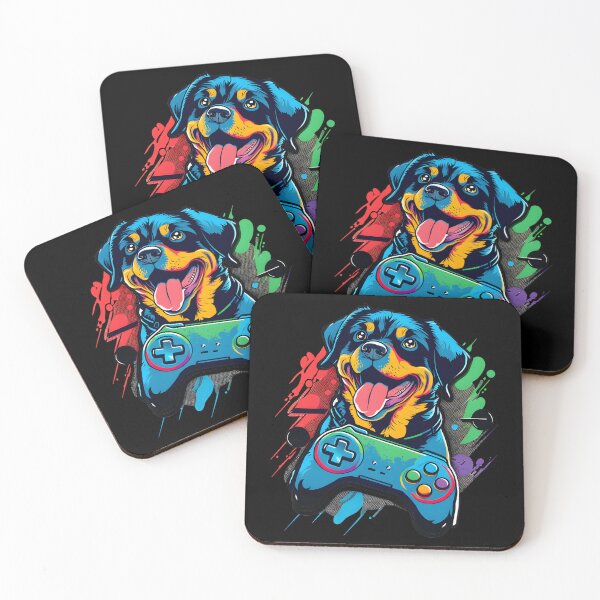 Item preview, Colorful Kawaii Dog Rottweiler Gamer designed and sold by Leonardo Palumbo.