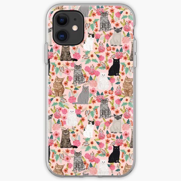 Cat floral mixed breeds of cats gifts for pet lovers cat ladies florals iPhone Soft Case