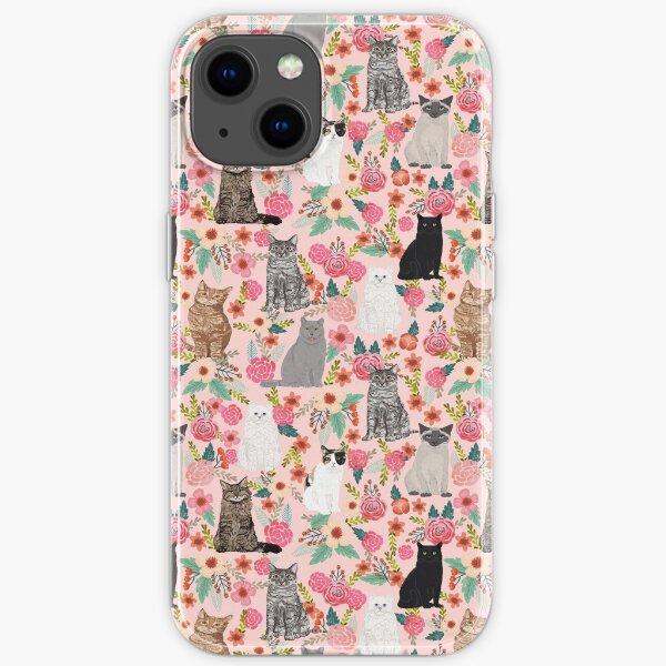 Cat floral mixed breeds of cats gifts for pet lovers cat ladies florals iPhone Soft Case