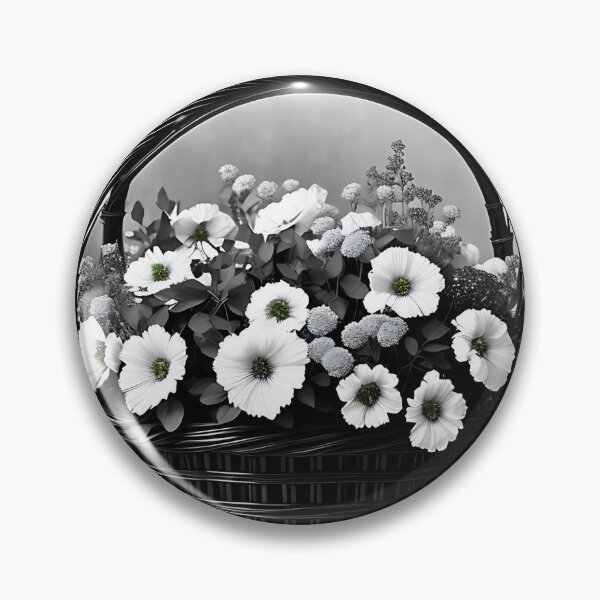 Item preview, Black and White Basket of Flowers designed and sold by Dawn Thibodeaux.