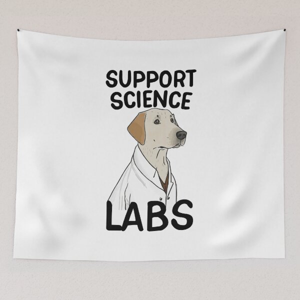 Item preview, Support Science Labs! Labrador Retriever in a Lab Coat designed and sold by saskdigitalart.