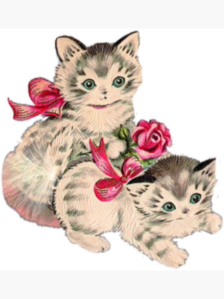 Coquette cat with floral wallpaper | Magnet