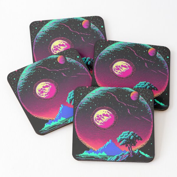 Item preview, Pixel art neon color landscape designed and sold by GlintageArt.