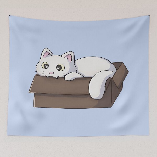 Item preview, White Cat Biting A Box designed and sold by Meowrye.
