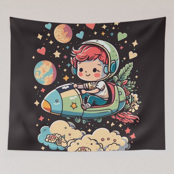 Item preview, Rocket Boy Soars High Like a Bird in the Sky designed and sold by EvyeniaArt.