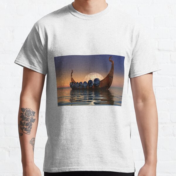 Viking Boat and the Moon Classic T-Shirt