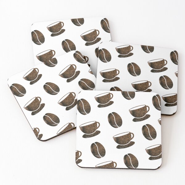 Item preview, Coffee cups and coffee beans pattern designed and sold by Delicarte.