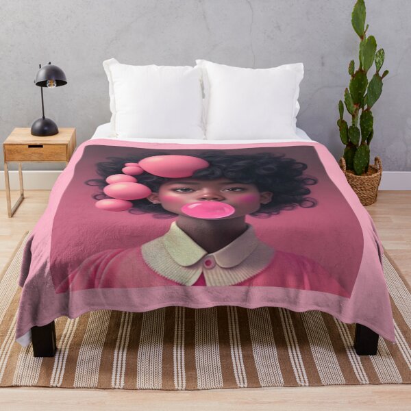 Item preview, Pretty Black Girl Blowing Pink Bubble Gum (BubbleGirl) designed and sold by PlumpCo.