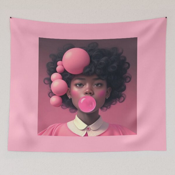 Item preview, Pretty Black Girl Blowing Pink Bubble Gum (BubbleGirl) designed and sold by PlumpCo.