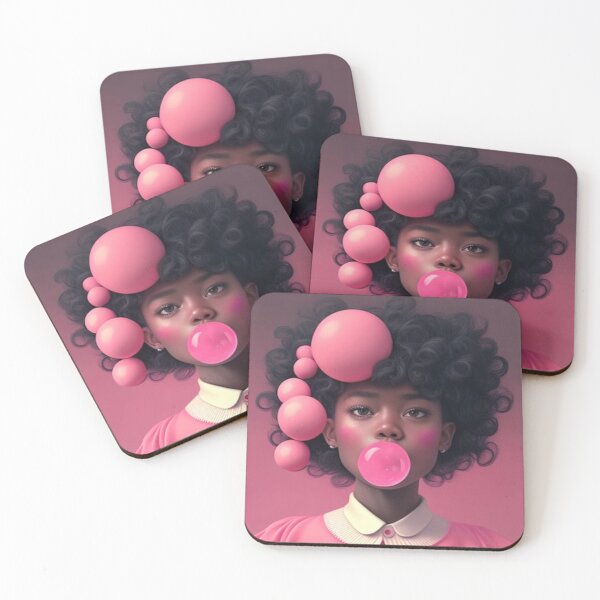 Item preview, Pretty Black Girl Blowing Pink Bubble Gum (BubbleGirl) designed and sold by PlumpCo.