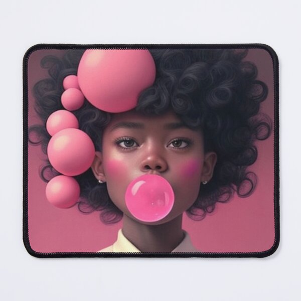 Item preview, Pretty Black Girl Blowing Pink Bubble Gum (BubbleGirl) designed and sold by PlumpCo.