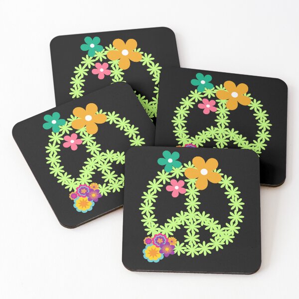 Item preview,  Green Leaf Peace Sign With Flowers Colorful Psychedelic 60s Design designed and sold by EarthArtDesigns.
