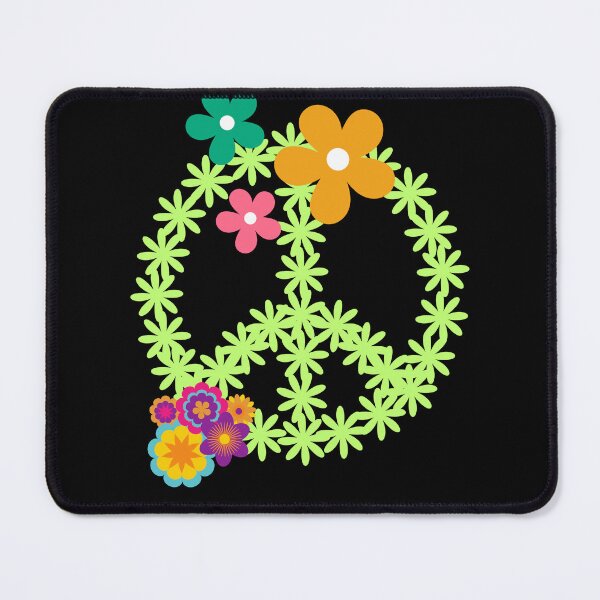 Item preview, Green Leaf Peace Sign With Flowers Colorful Psychedelic 60s Design designed and sold by EarthArtDesigns.