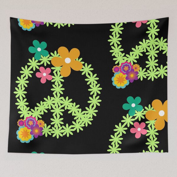Item preview,  Green Leaf Peace Sign With Flowers Colorful Psychedelic 60s Design designed and sold by EarthArtDesigns.