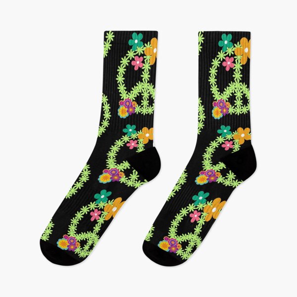 Item preview,  Green Leaf Peace Sign With Flowers Colorful Psychedelic 60s Design designed and sold by EarthArtDesigns.