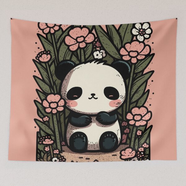 Item preview, Panda Cutie: A Mauve Blossom Buddy designed and sold by EvyeniaArt.