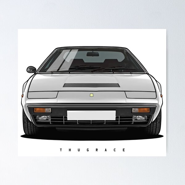 Ferrari 308 GTS/GTB Flat Illustration Poster for Sale by blackdogshop