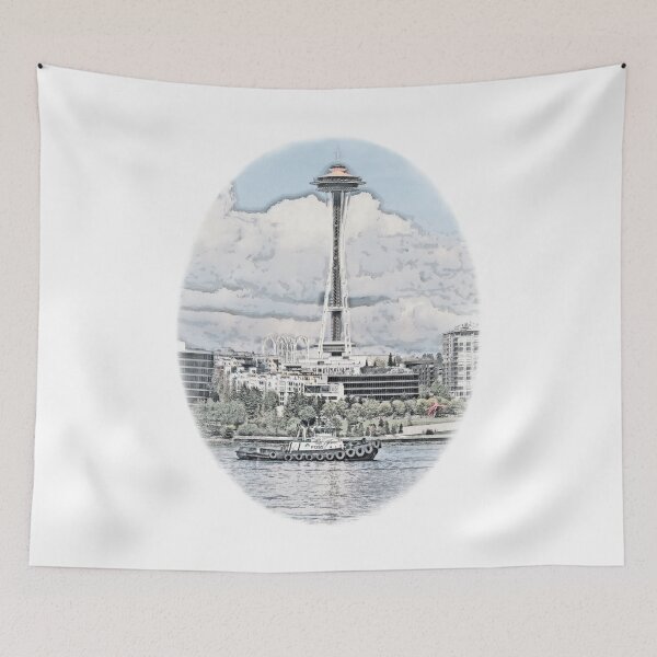 Item preview,  Sketch Foss Tugboat & Seattle Space Needle and color was add. designed and sold by Jason Mosley.