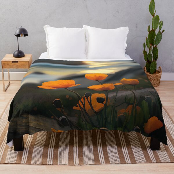 Item preview, Orange California poppies at the sea shore illustration designed and sold by RK - Shop.