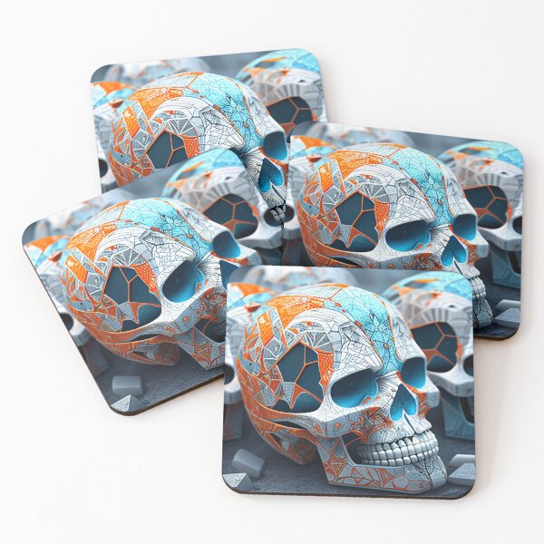 Item preview, Cyber Skulls Orange, Blue and White designed and sold by Expressive Vision.