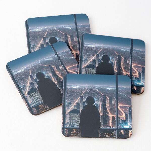 Item preview, I'm Afraid of This World/ Existential Portrait/ A Girl in Black is Watching the City/ Concept Art/ Buzzling City/ Cityscape designed and sold by DelMoore93.