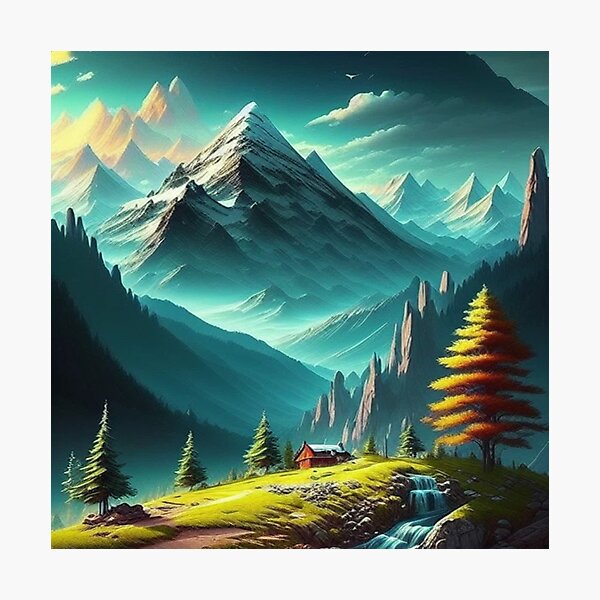 Item preview, The little house facing the giant mountain designed and sold by MXTHLdesigns.
