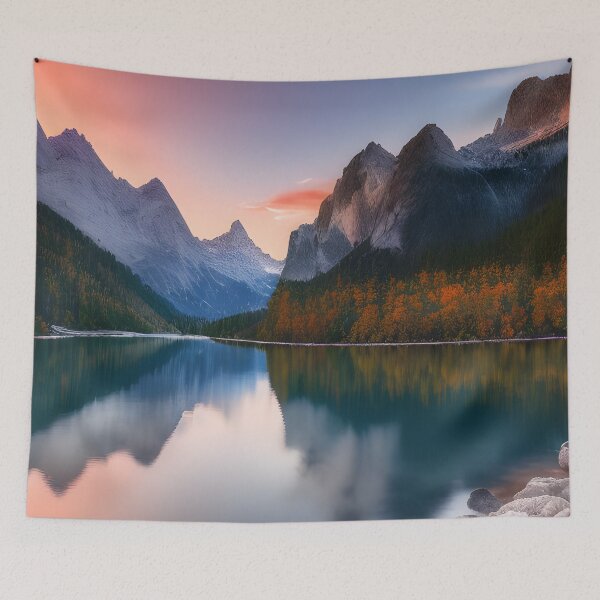 Item preview, Lake in a Valley Landscape Mountain Range Background designed and sold by VersoShopping.