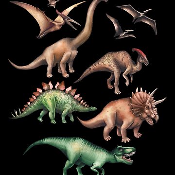 Artwork thumbnail, Watercolor collection of dinosaurs by Ekaterina Glazkova