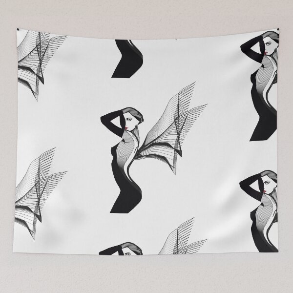 Item preview, Stylized perfect fashion woman with mesh wings designed and sold by uliklo.