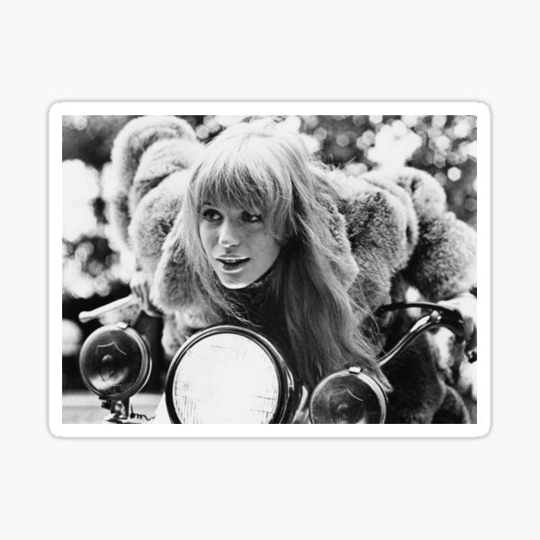 Item preview, Girl on a motorcycle 1968, Black and white fashion photography, marianne faithful designed and sold by HoneymoonHotel.