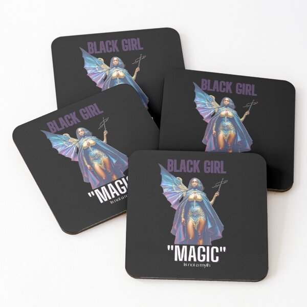 Item preview, "Black girl magic is not a myth" - Image of a girl with a cape and star wand. designed and sold by DandelionSeeds.