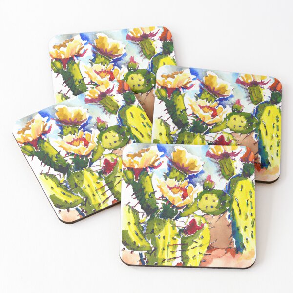 Item preview, Blooming cactus flowers in Arizona - watercolor designed and sold by Travelways.