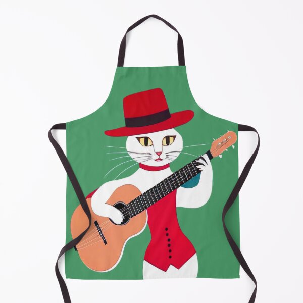 Item preview, Cat with red hat and guitar - cat artist - gift for cats lovers designed and sold by MANKOURY.