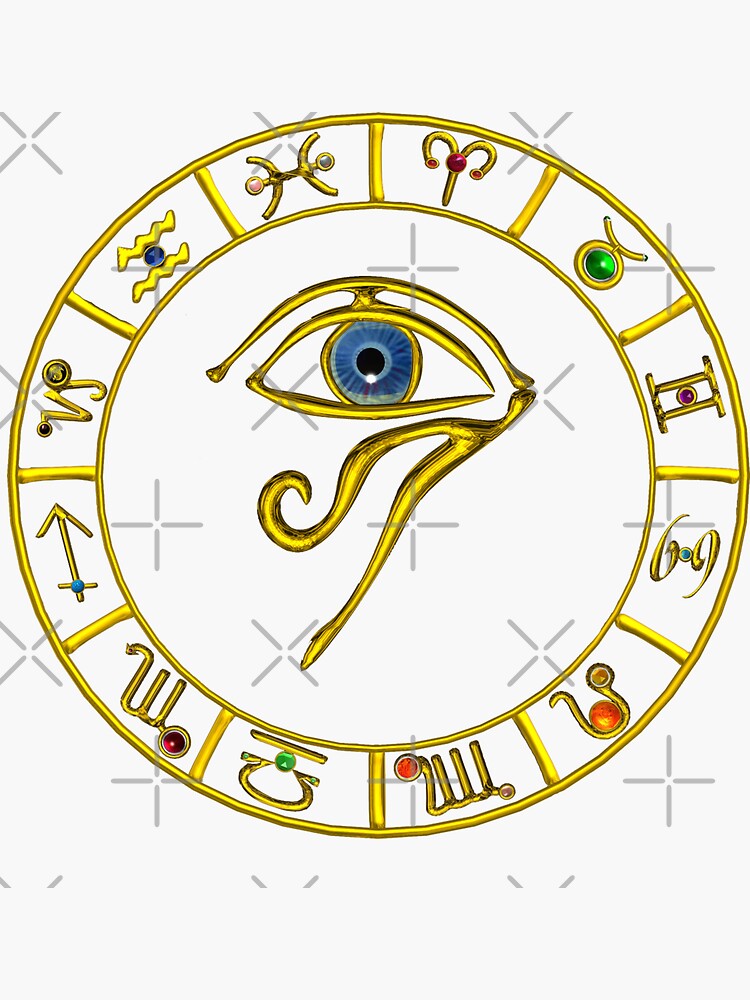 ASTRAL HORUS EYE BLUE TALISMAN GOLD ZODIACAL SIGNS ASTROLOGY CHART Sticker