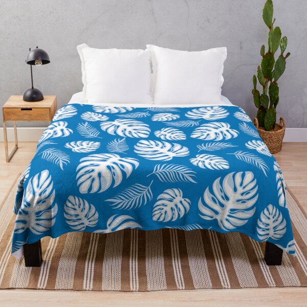 Item preview, Tropical Plants Leaf On Blue Background designed and sold by TheCatmeow2000.