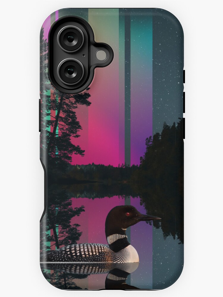 Thumbnail 1 of 4, iPhone Case, Lake Lights and a Loon designed and sold by DavidLoblaw.