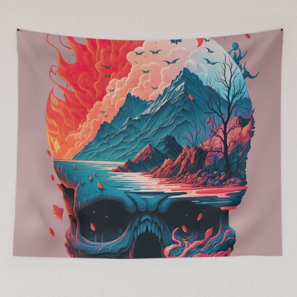 Item preview, Flaming Landscape Skull designed and sold by GenerationGems.
