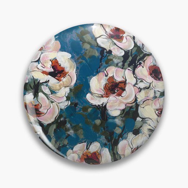 Item preview, Wild floral roses with teal blue, green background  designed and sold by AnniesArtWorx.