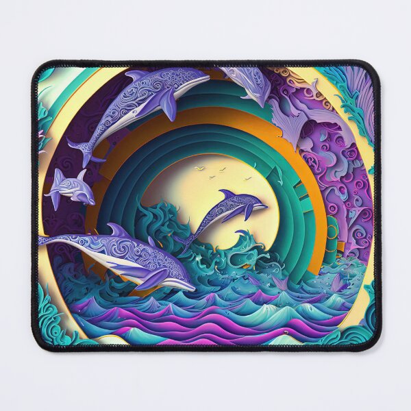 Item preview, Paper Cut Diorama Fantasy Ocean Dolphins designed and sold by LividPhoto.