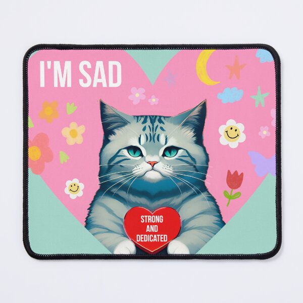 Item preview, sad strong and dedicated cat sticker designed and sold by FRH Design ⭐⭐⭐⭐⭐.