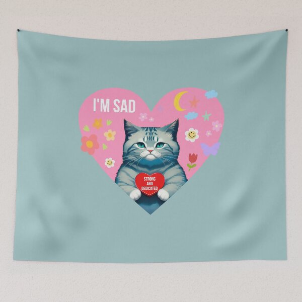 Item preview, sad strong and dedicated cat sticker designed and sold by FRH Design ⭐⭐⭐⭐⭐.