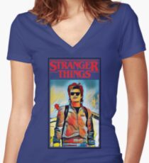 STEVE HARRINGTON STRANGER THINGS Women's Fitted V-Neck T-Shirt