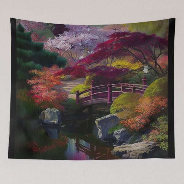 Item preview, Japanese Garden with Bridge designed and sold by BeachBumPics.