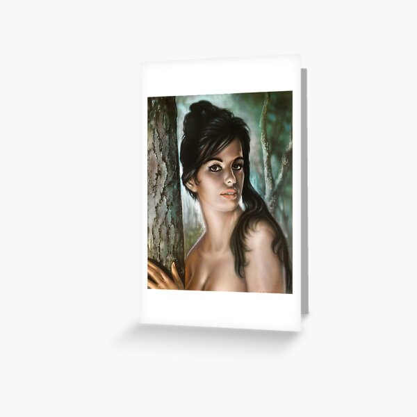 Item preview, J.H. Lynch Tina, Oil Canvas Painting, Lotus Flower Vintage Female Portrait designed and sold by HoneymoonHotel.