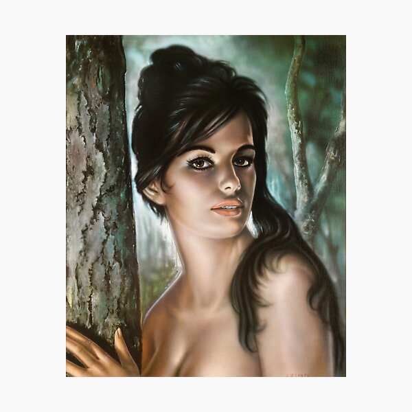 Item preview, J.H. Lynch Tina, Oil Canvas Painting, Lotus Flower Vintage Female Portrait designed and sold by HoneymoonHotel.